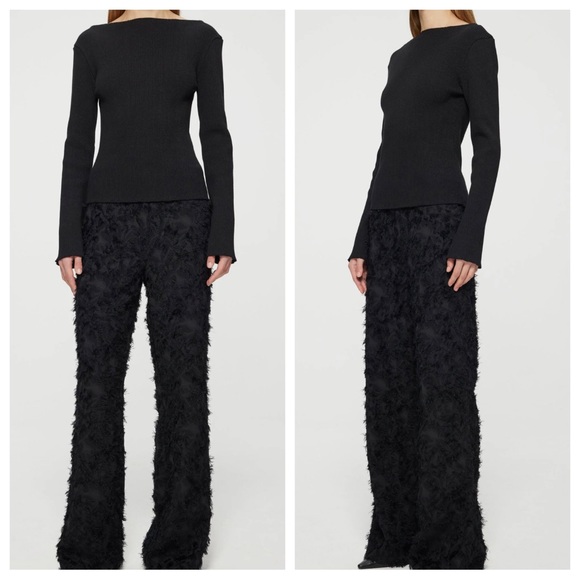 35 MADE IN FRANCE CHIC ZIGZAG FRINGE FLARE PANTS - Picture 3 of 3